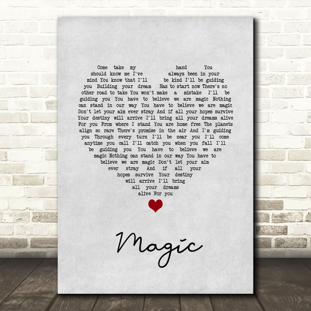 Olivia Newton-John Magic Grey Heart Song Lyric Wall Art Print