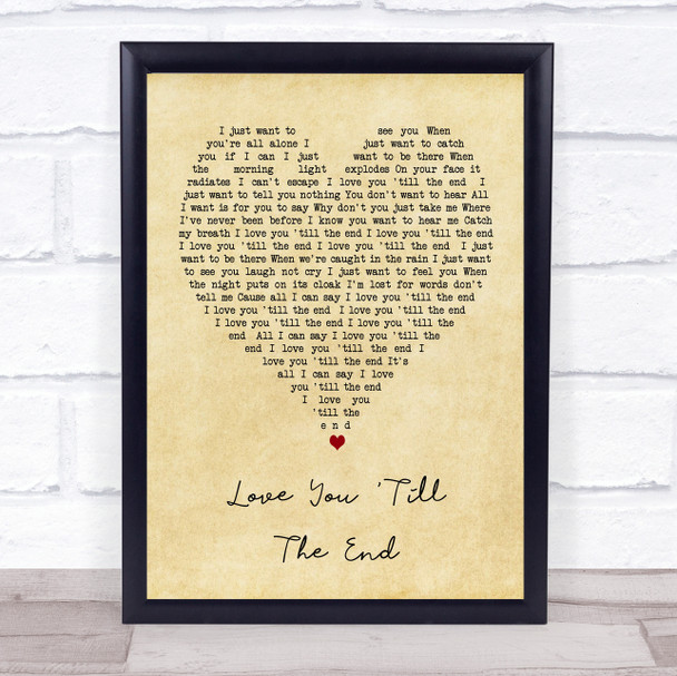 Love You 'Till The End The Pogues Vintage Heart Song Lyric Quote Print