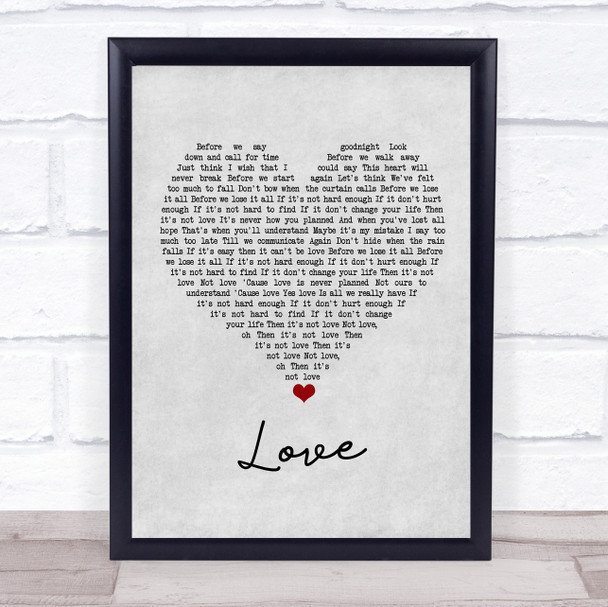 Boyzone Love Grey Heart Song Lyric Wall Art Print