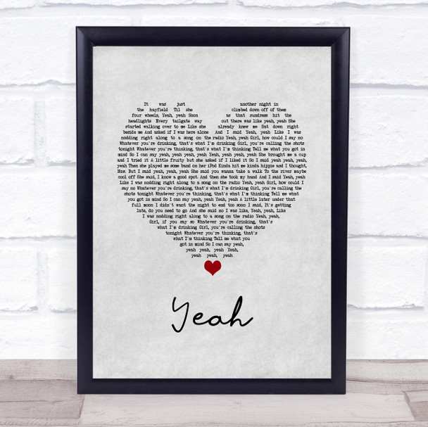 Joe Nichols Yeah Grey Heart Song Lyric Wall Art Print
