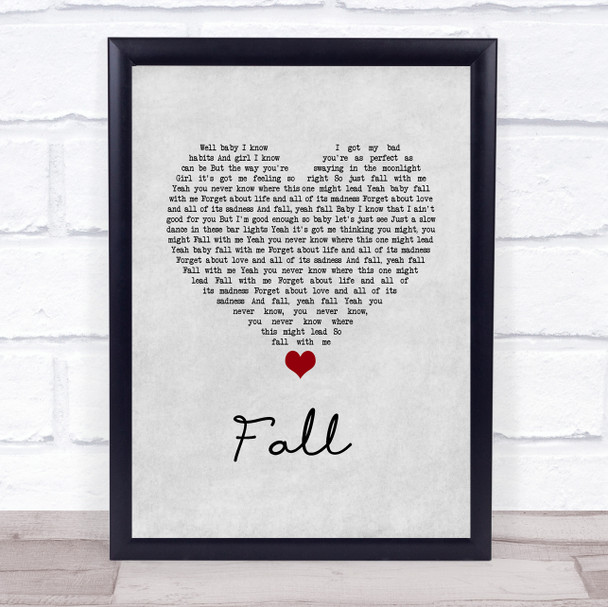 Kolby Cooper Fall Grey Heart Song Lyric Wall Art Print
