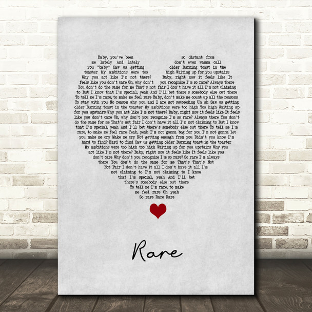 Selena Gomez Rare Grey Heart Song Lyric Wall Art Print