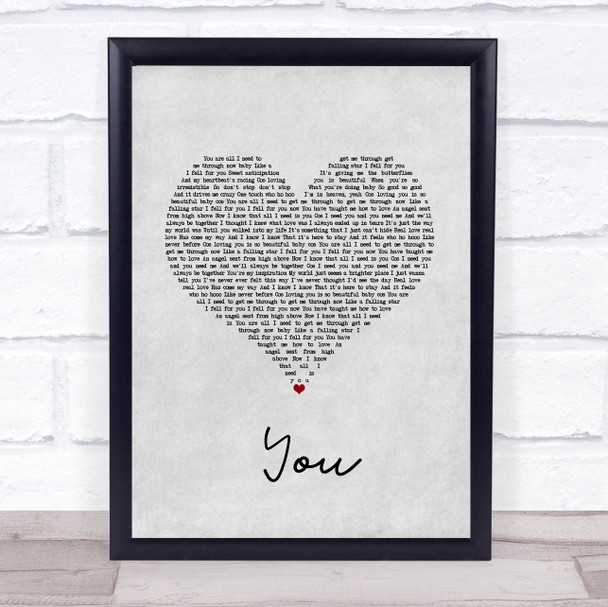 S Club 7 You Grey Heart Song Lyric Wall Art Print