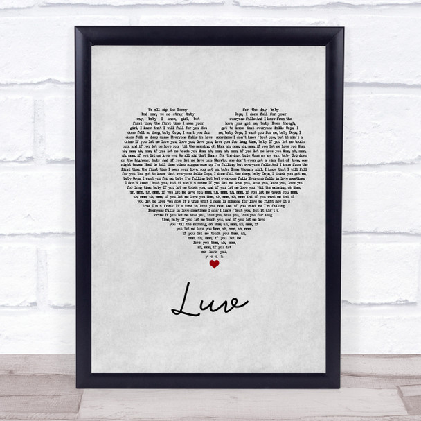 Tory Lanez Luv Grey Heart Song Lyric Wall Art Print