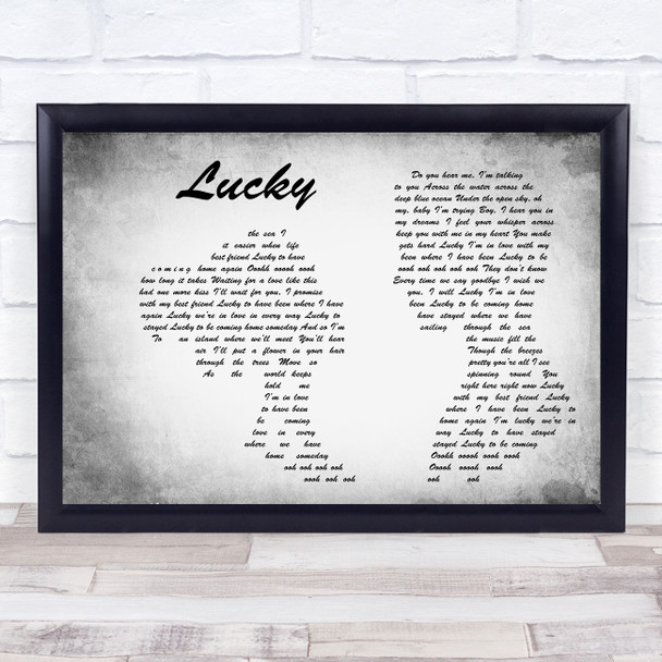 Jason Mraz Lucky Man Lady Couple Grey Song Lyric Wall Art Print