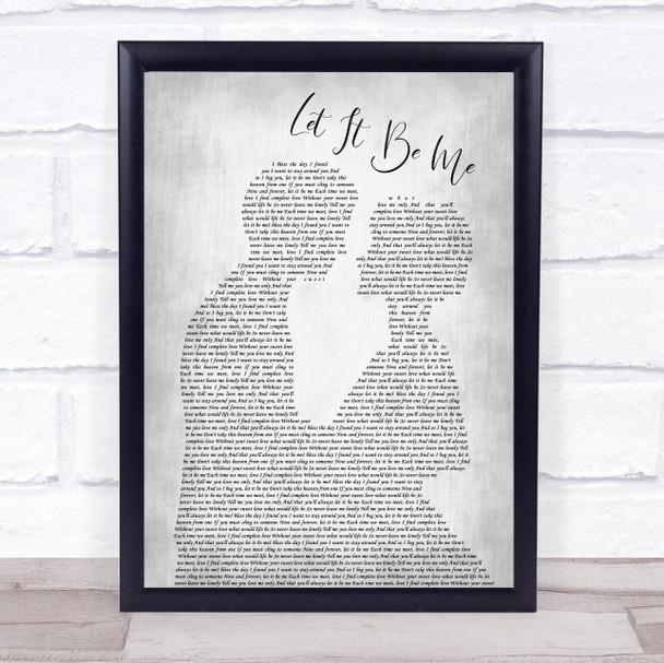 The Everly Brothers Let It Be Me Man Lady Bride Groom Wedding Grey Song Lyric Wall Art Print