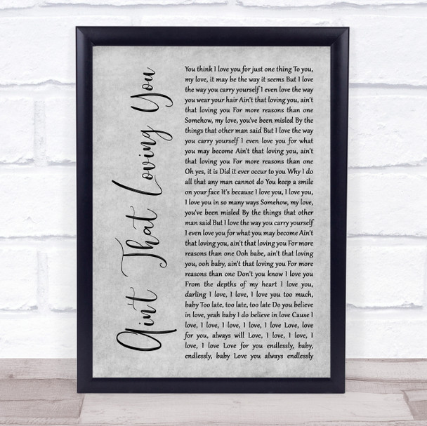 Beres Hammond & U Roy Ain't That Loving You Grey Rustic Script Song Lyric Wall Art Print