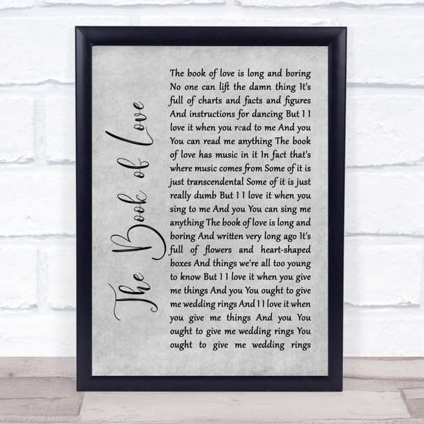 Peter Gabriel The Book of Love Grey Rustic Script Song Lyric Wall Art Print