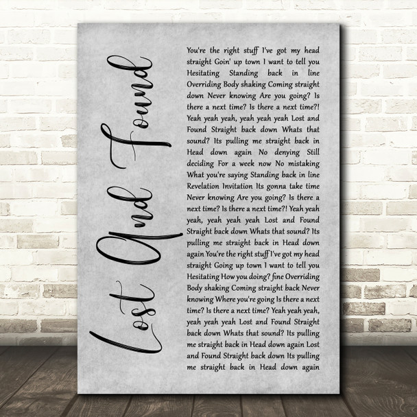 Feeder Lost And Found Grey Rustic Script Song Lyric Wall Art Print