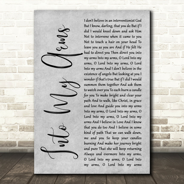 Nick Cave & The Bad Seeds Into My Arms Grey Rustic Script Song Lyric Wall Art Print