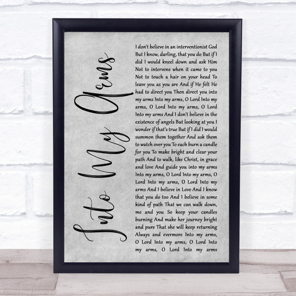 Nick Cave & The Bad Seeds Into My Arms Grey Rustic Script Song Lyric Wall Art Print