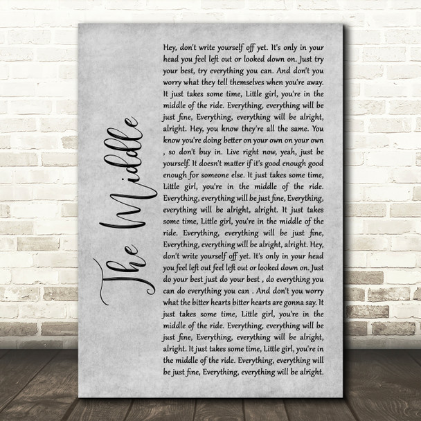 Jimmy Eat World The Middle Grey Rustic Script Song Lyric Wall Art Print