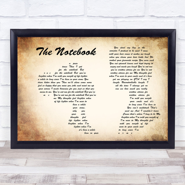 Jessica G The Notebook Man Lady Couple Song Lyric Wall Art Print