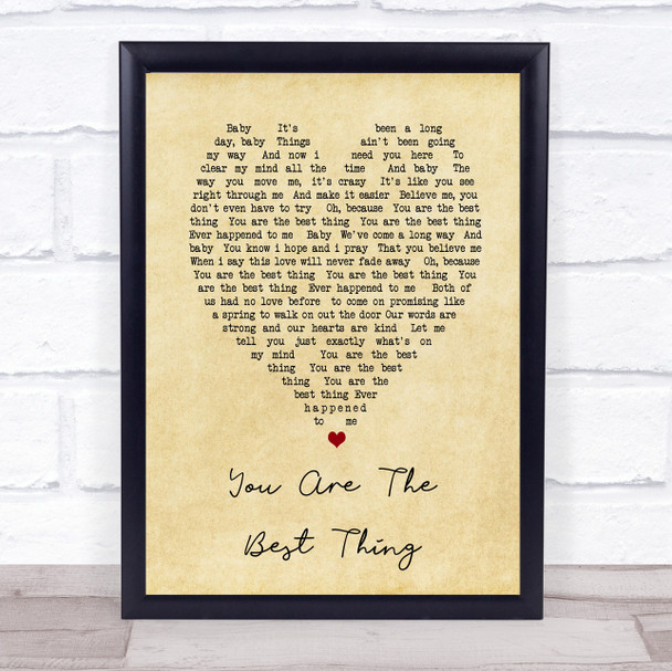 You Are The Best Thing Ray LaMontagne Vintage Heart Song Lyric Quote Print