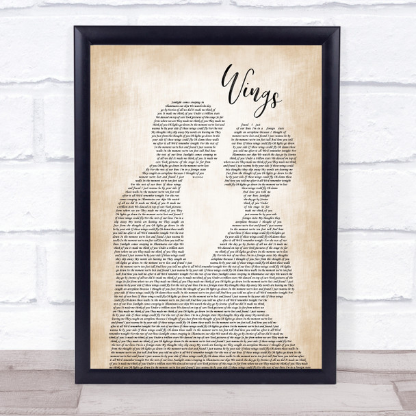 Birdy Wings Man Lady Bride Groom Wedding Song Lyric Wall Art Print