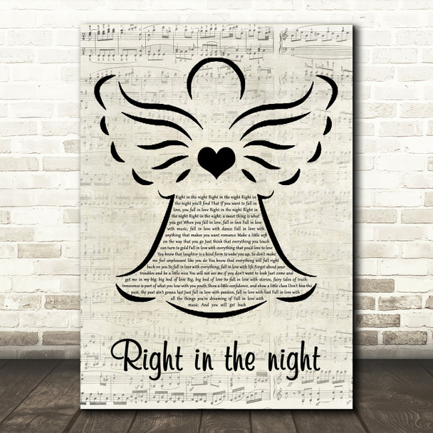 Jam & Spoon Right in the night Music Script Angel Song Lyric Wall Art Print