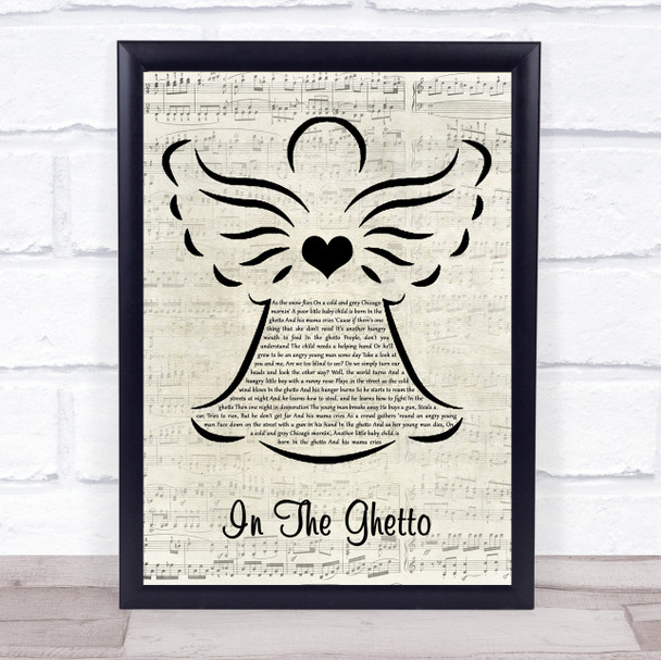 Elvis Presley In The Ghetto Music Script Angel Song Lyric Wall Art Print