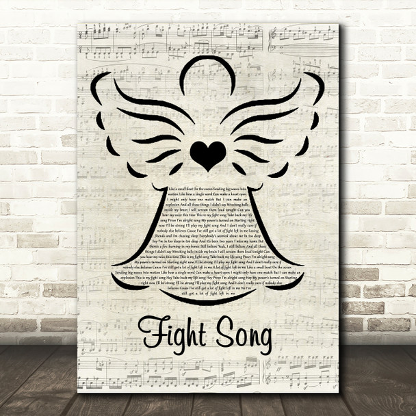 Rachel Platten Fight Song Music Script Angel Song Lyric Wall Art Print