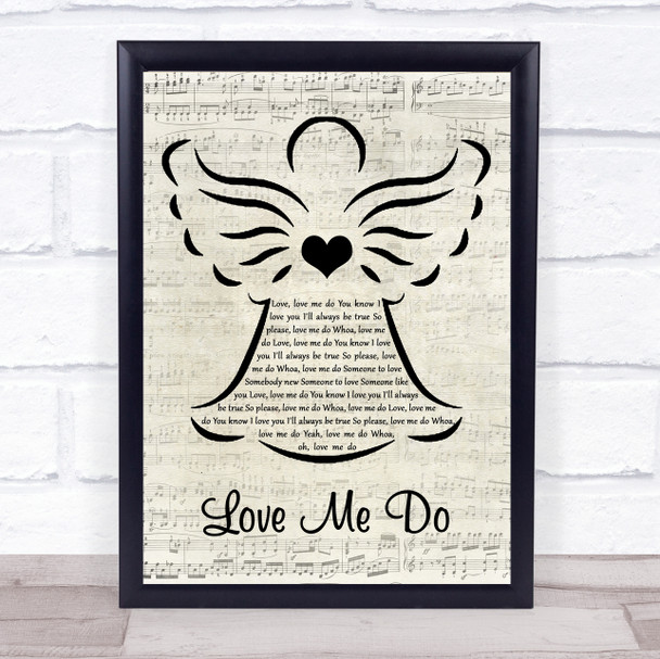 The Beatles Love Me Do Music Script Angel Song Lyric Wall Art Print