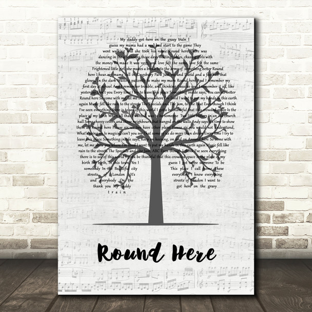 George Michael Round Here Music Script Tree Song Lyric Wall Art Print