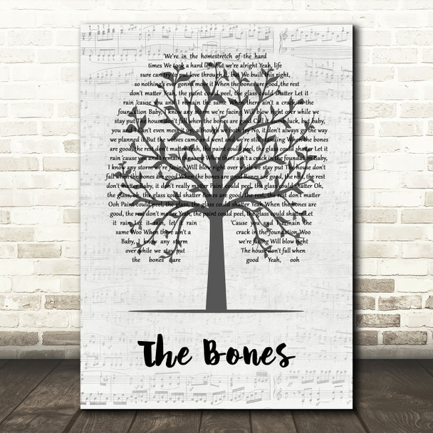 Maren Morris The Bones Music Script Tree Song Lyric Wall Art Print