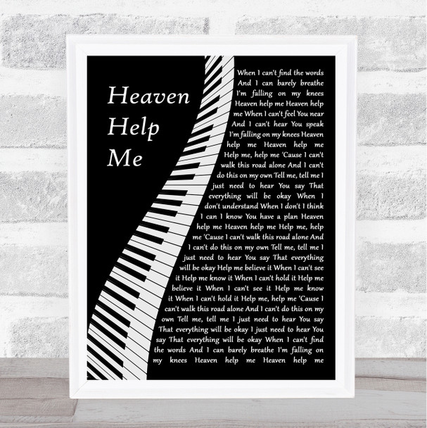 Zach Williams Heaven Help Me Piano Song Lyric Wall Art Print