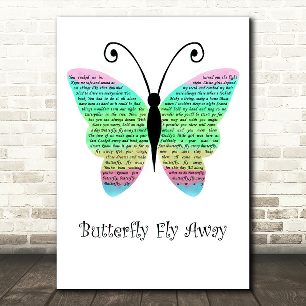 Miley Cyrus Butterfly Fly Away Rainbow Butterfly Song Lyric Wall Art Print