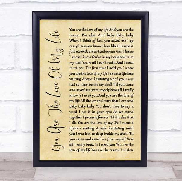 Sammy Kershaw You Are The Love Of My Life Rustic Script Song Lyric Wall Art Print