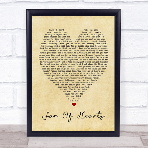 Jar Of Hearts Christina Perri Vintage Heart Quote Song Lyric Print