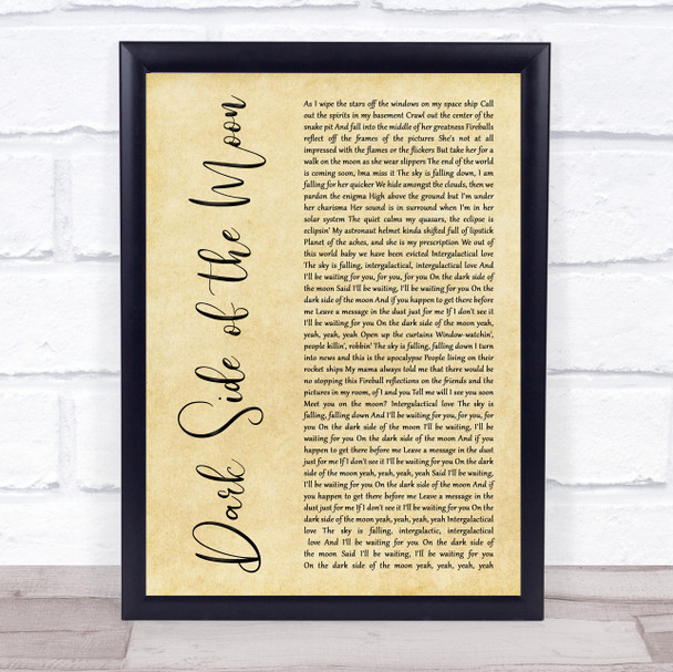 Lil Wayne Dark Side of the Moon Rustic Script Song Lyric Wall Art Print