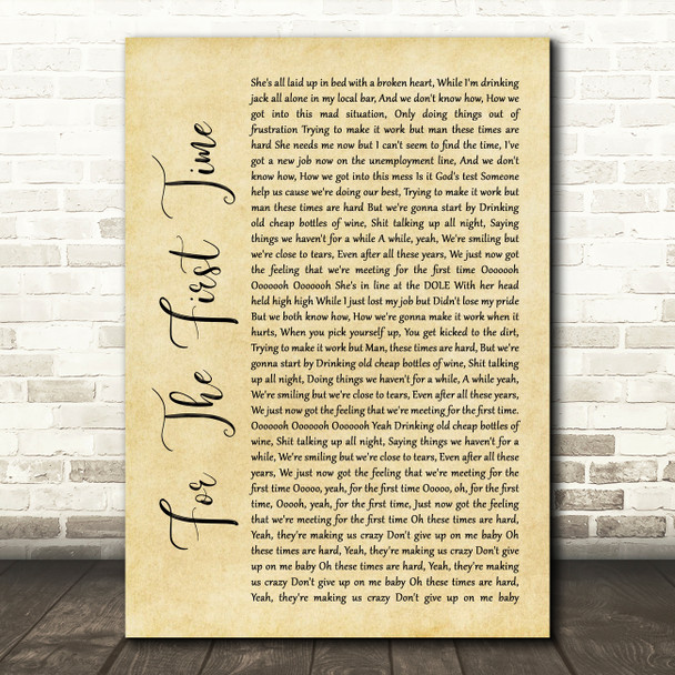 The Script For The First Time Rustic Script Song Lyric Wall Art Print