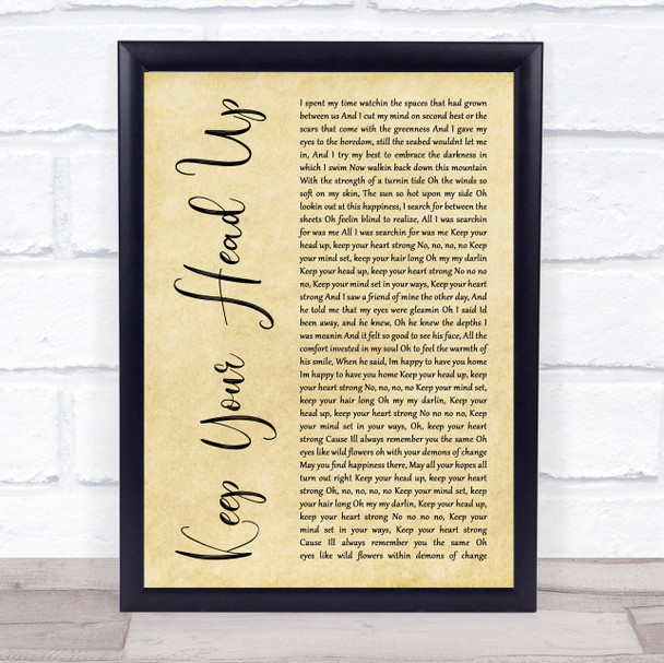 Ben Howard Keep Your Head Up Rustic Script Song Lyric Wall Art Print