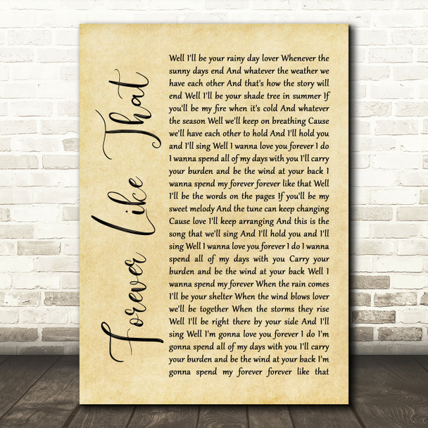Ben Rector Forever Like That Rustic Script Song Lyric Wall Art Print