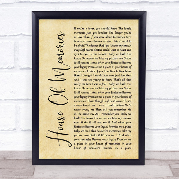 Panic! At The Disco House Of Memories Rustic Script Song Lyric Wall Art Print