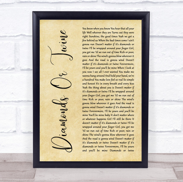 Ryan Hurd Diamonds Or Twine Rustic Script Song Lyric Wall Art Print