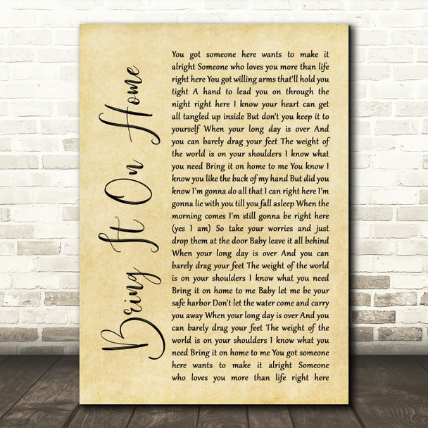 Little Big Town Bring It On Home Rustic Script Song Lyric Wall Art Print