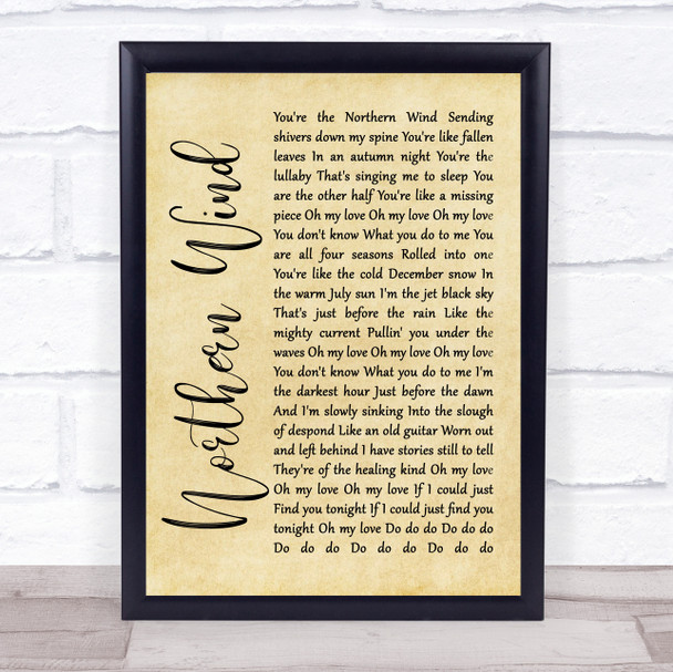City And Colour Northern Wind Rustic Script Song Lyric Wall Art Print