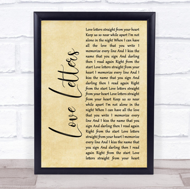 Alison Moyet Love Letters Rustic Script Song Lyric Wall Art Print