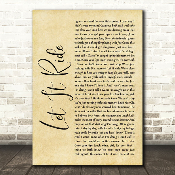 Brantley Gilbert Let It Ride Rustic Script Song Lyric Wall Art Print