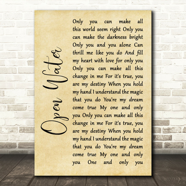 Blessthefall Open Water Rustic Script Song Lyric Wall Art Print