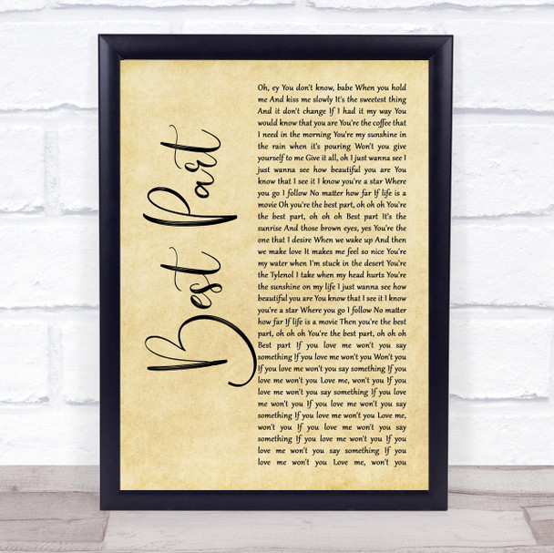 Daniel Caesar Best Part Rustic Script Song Lyric Wall Art Print