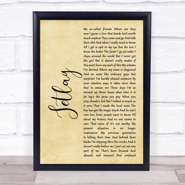 Brendan Benson Jetlag Rustic Script Song Lyric Wall Art Print