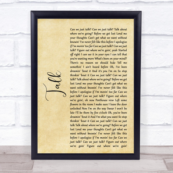 Khalid Talk Rustic Script Song Lyric Wall Art Print