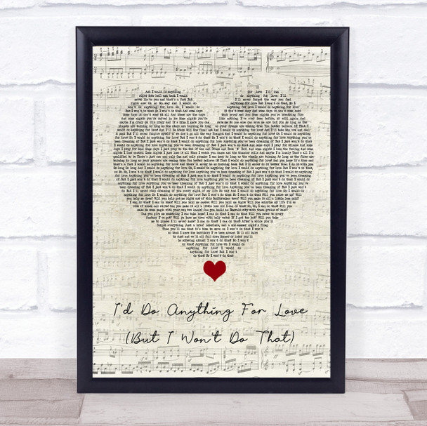 Meat Loaf I'd Do Anything For Love (But I Won't Do That) Script Heart Song Lyric Wall Art Print