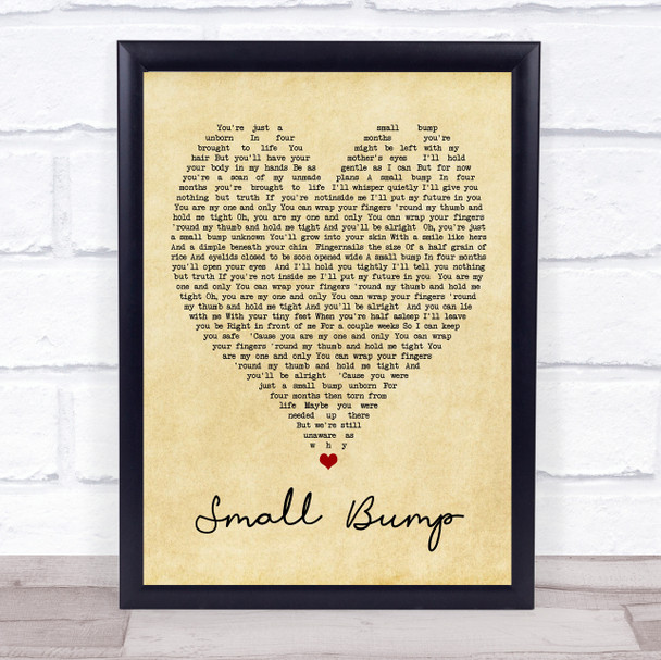 Small Bump Ed Sheeran Vintage Heart Quote Song Lyric Print