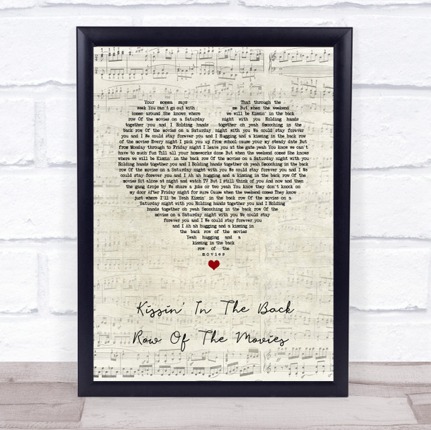 The Drifters Kissin' In The Back Row Of The Movies Script Heart Song Lyric Wall Art Print