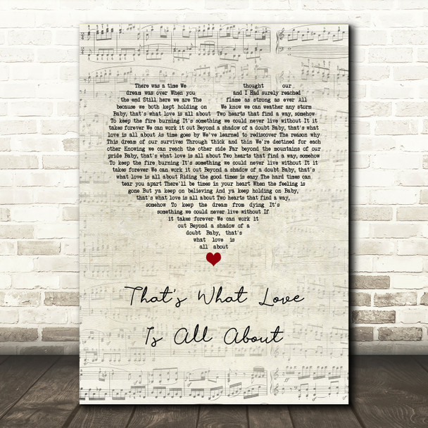 Michael Bolton That's What Love Is All About Script Heart Song Lyric Wall Art Print