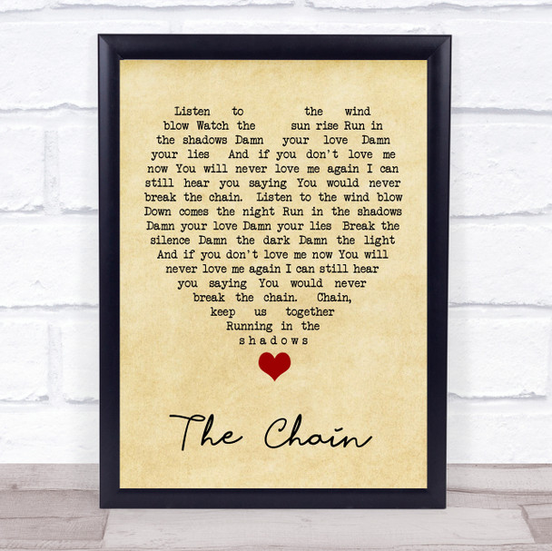 The Chain Fleetwood Mac Vintage Heart Quote Song Lyric Print