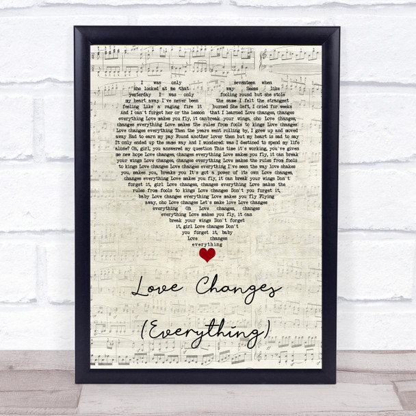 Climie Fisher Love Changes (Everything) Script Heart Song Lyric Wall Art Print