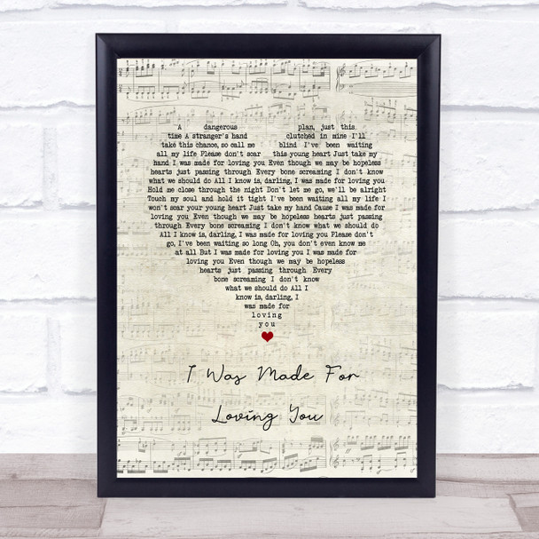 Tori Kelly feat. Ed Sheeran I Was Made For Loving You Script Heart Song Lyric Wall Art Print